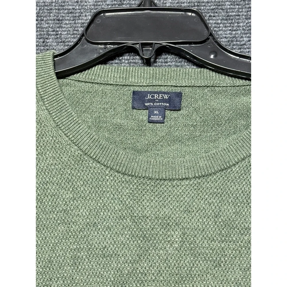 J.Crew Crewneck Sweater Mens XL Green Excellent Condition Cotton Textured Knit